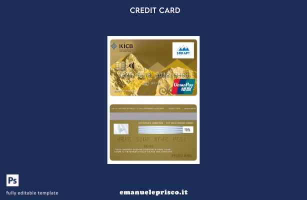 modello di carta oro Kirghizistan KICB Bank UnionPay stile verificato